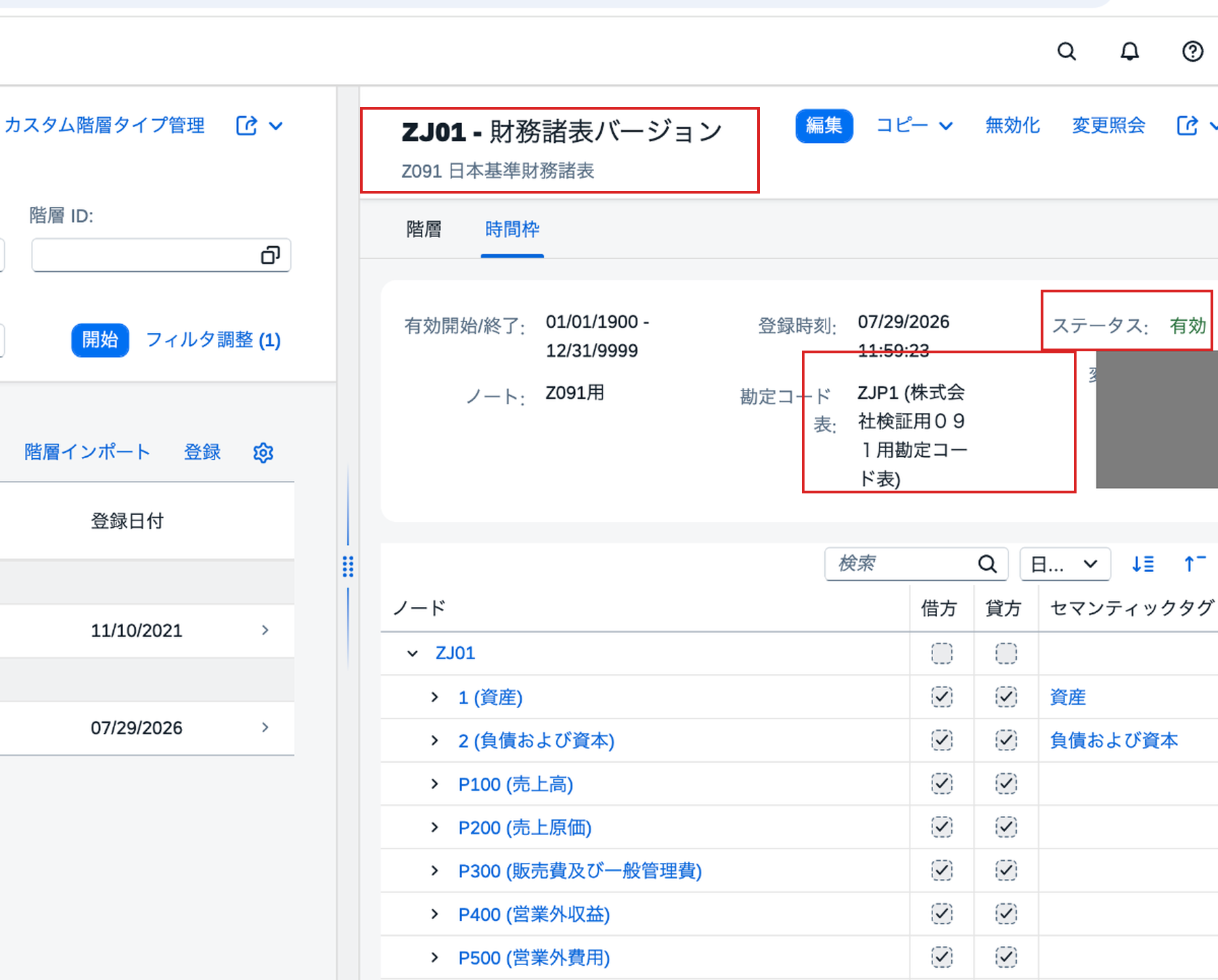 有効化された財務諸表バージョンZJ01